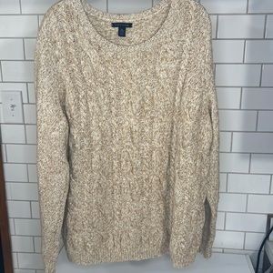 Tommy Hilfiger Womens Sweater Size XXL Off White Cotton Cable Knit Pullover